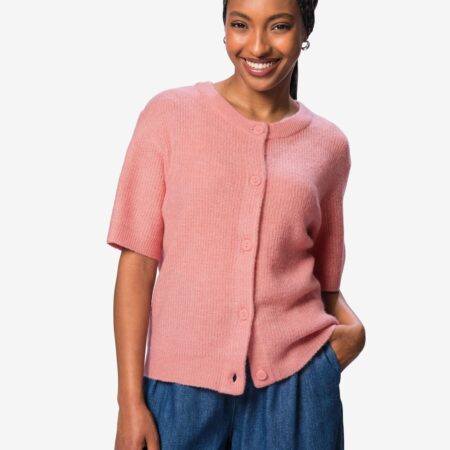 HEMA Damesvest Grace fijngebreid roze (roze) | HEMA