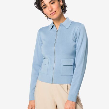 HEMA Damesvest Ivory gebreid lichtblauw (lichtblauw) | HEMA
