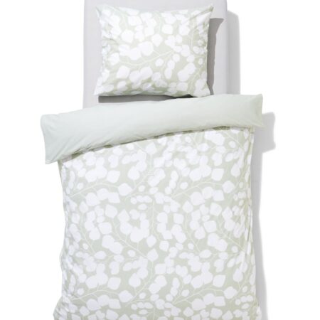 HEMA Dekbedovertrek 140x200/220cm zacht katoen bladeren groen (groen) | HEMA