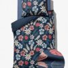 Dekbedovertrek 140x200/220cm zacht katoen bloemen blauw