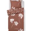 HEMA Dekbedovertrek 140x200/220cm zacht katoen bloemen (bruin) | HEMA