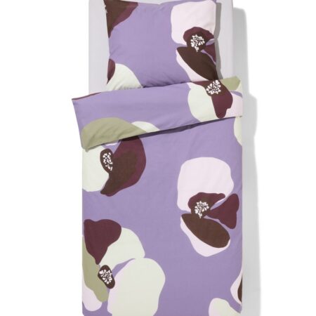 HEMA Dekbedovertrek 140x200/220cm zacht katoen bloemen (paars) | HEMA