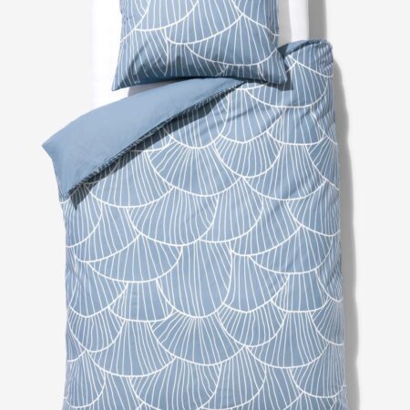 HEMA Dekbedovertrek 140x200/220cm zacht katoen schelpen blauw (blauw) | HEMA