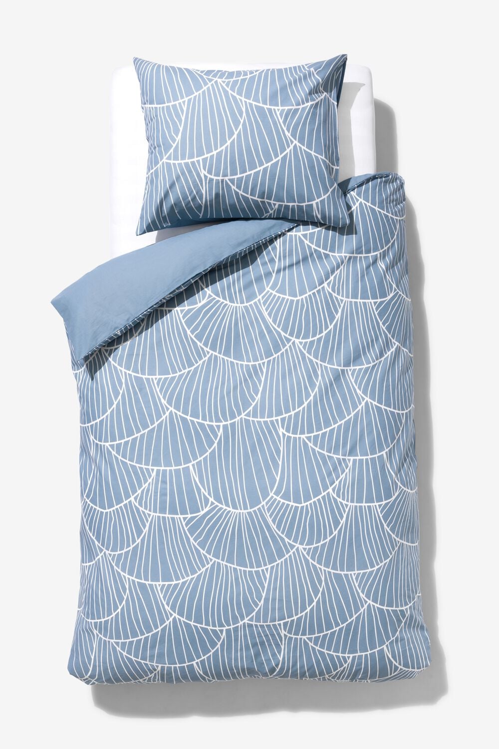 HEMA Dekbedovertrek 140x200/220cm zacht katoen schelpen blauw (blauw) | HEMA