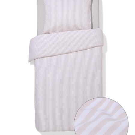 Dekbedovertrek 140x200/220cm zacht katoen strepen beige
