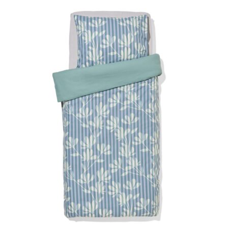 HEMA Dekbedovertrek 140x200/220cm zacht katoen strepen groen-blauw (groen) | HEMA