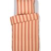 HEMA Dekbedovertrek 140x200/220cm zacht katoen strepen perzik (perzik) | HEMA