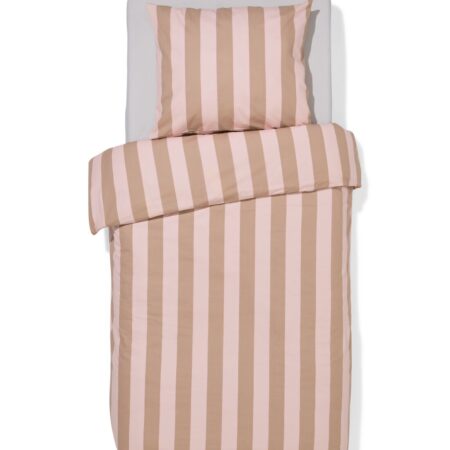 HEMA Dekbedovertrek 140x200/220cm zacht katoen strepen roze (lichtroze) | HEMA
