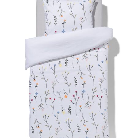 HEMA Dekbedovertrek 140x200/220cm zacht katoen veldbloemen wit (wit) | HEMA