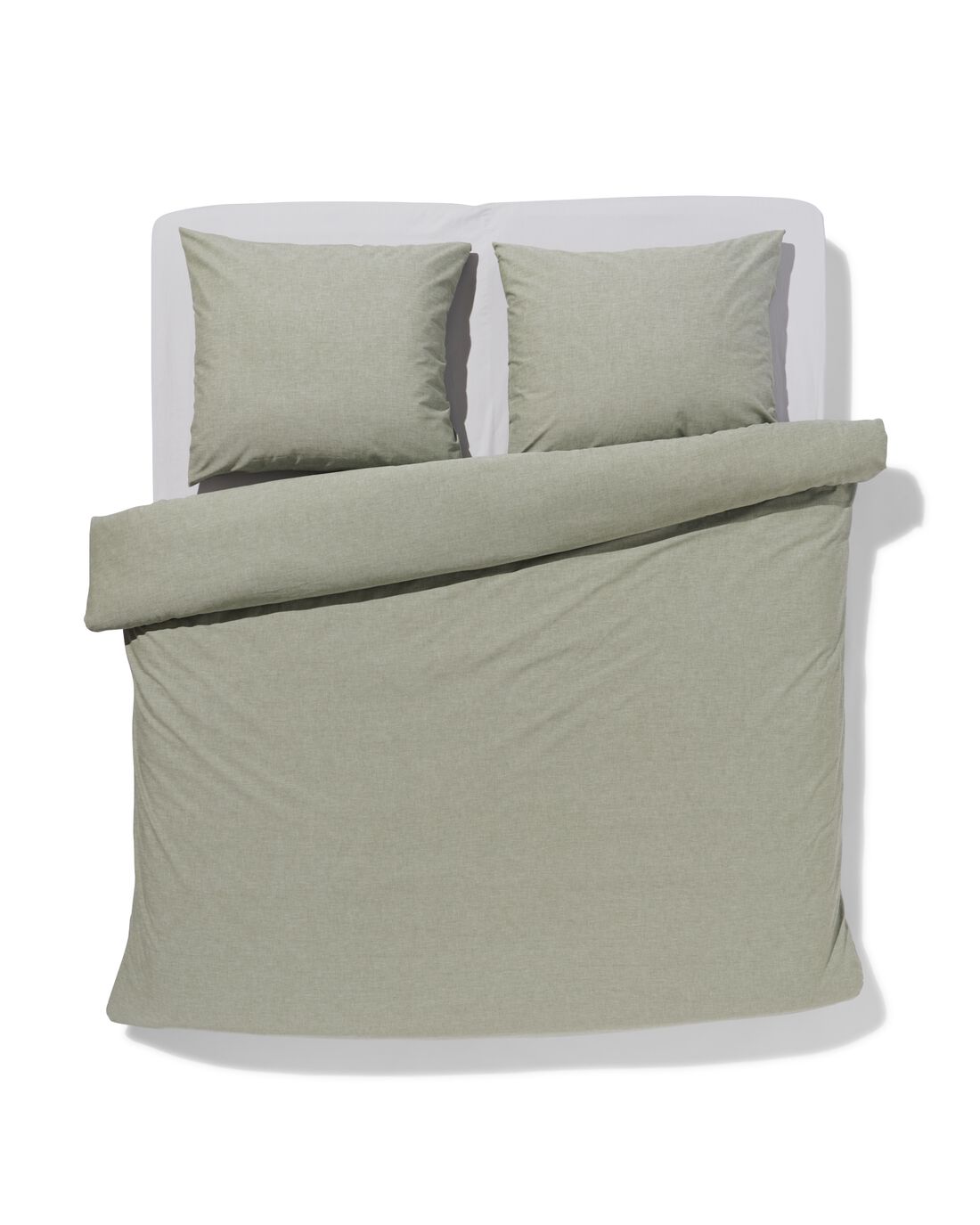 HEMA Dekbedovertrek 200x200/220cm chambray groen (groen) | HEMA