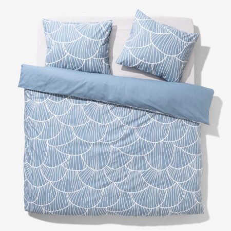HEMA Dekbedovertrek 200x200/220cm zacht katoen schelpen blauw (blauw) | HEMA