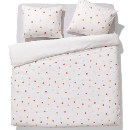 HEMA Dekbedovertrek 200x200/220cm zacht katoen stippen gekleurd (wit) | HEMA