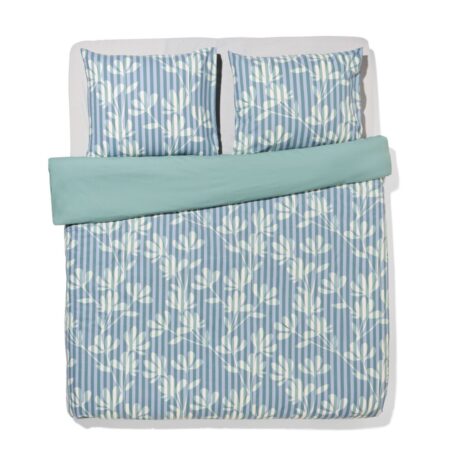 HEMA Dekbedovertrek 200x200/220cm zacht katoen strepen groen-blauw (groen) | HEMA