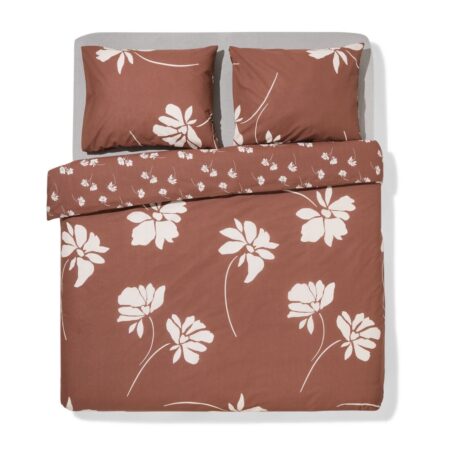 HEMA Dekbedovertrek 240x200/220cm zacht katoen bloemen (bruin) | HEMA
