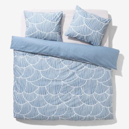 HEMA Dekbedovertrek 240x200/220cm zacht katoen schelpen blauw (blauw) | HEMA