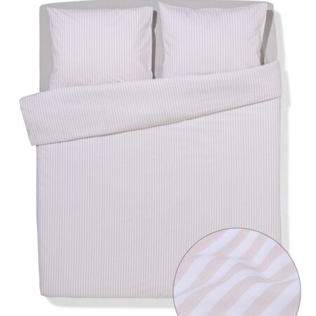 Dekbedovertrek 240x200/220cm zacht katoen strepen beige