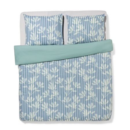 HEMA Dekbedovertrek 240x200/220cm zacht katoen strepen groen-blauw (groen) | HEMA