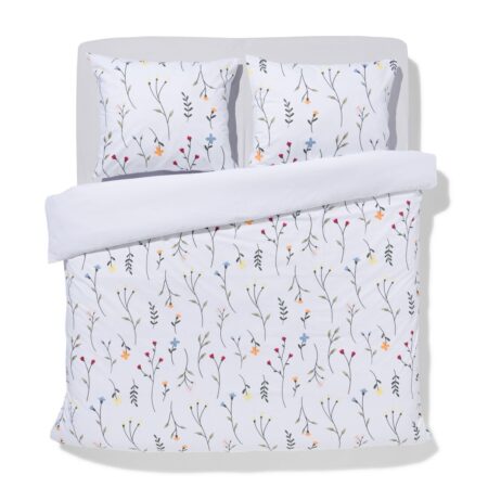 HEMA Dekbedovertrek 240x200/220cm zacht katoen veldbloemen wit (wit) | HEMA