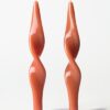 Dinerkaarsen XL ⌀4.3x27cm gedraaid donkeroranje - 2 stuks (donkerbruin)