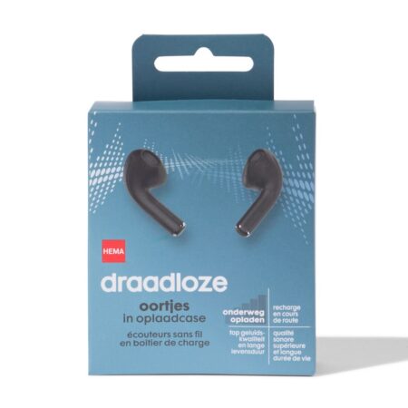 HEMA Draadloze oortjes in oplaadcase zwart | HEMA
