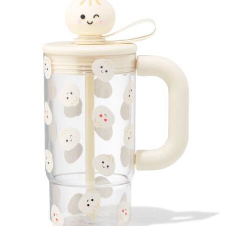 HEMA Drinkbeker 720ml met rietje dumpling (beige) | HEMA