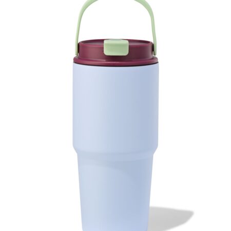 HEMA Drinkbeker met rietje 600ml rvs blauw (blauw) | HEMA