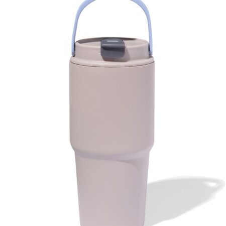HEMA Drinkbeker met rietje 600ml rvs grijs (grijs) | HEMA