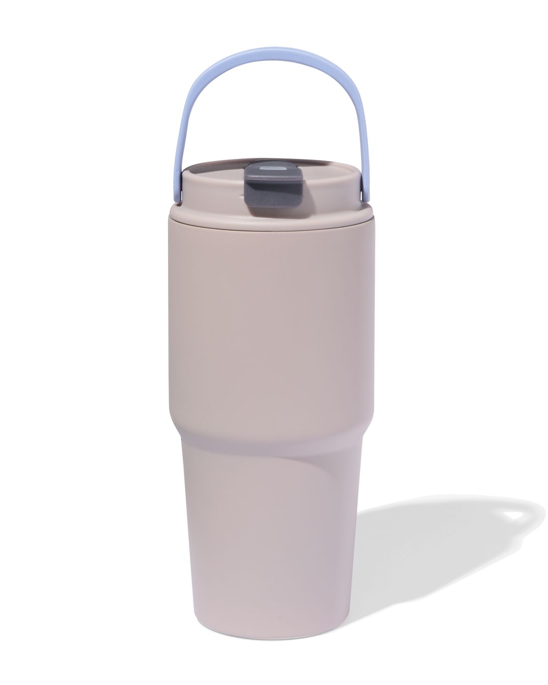 HEMA Drinkbeker met rietje 600ml rvs grijs (grijs) | HEMA