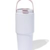 Drinkbeker met rietje 600ml rvs lavendel