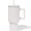 HEMA Drinkbeker met rietje 900ml rvs beige (beige) | HEMA