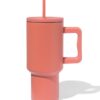 HEMA Drinkbeker met rietje 900ml rvs terra (terra) | HEMA