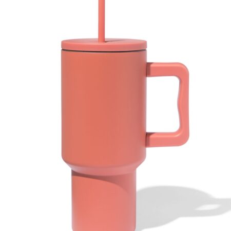HEMA Drinkbeker met rietje 900ml rvs terra (terra) | HEMA
