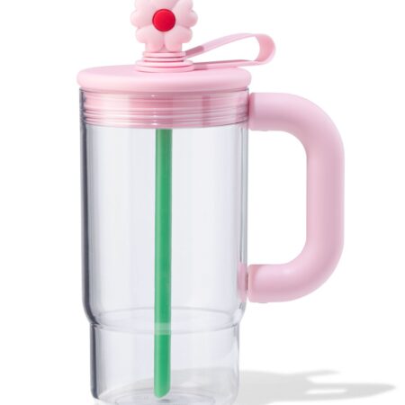 HEMA Drinkfles 720ml met rietje bloem | HEMA