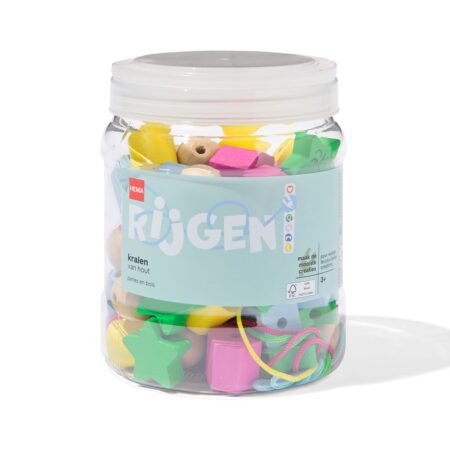 HEMA Emmer houten kralen met rijgkoord - 70 stuks | HEMA