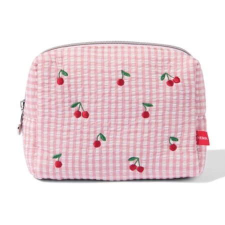 HEMA Etui 18.5x6.6x13cm seersucker ruiten kersen | HEMA