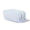 HEMA Etui 20x7x9cm fluffy met dubbele rits (lichtblauw) | HEMA