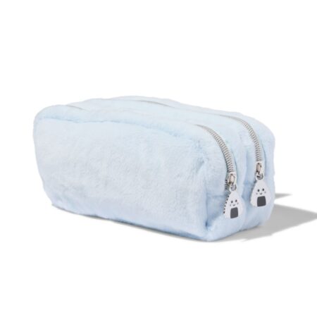 HEMA Etui 20x7x9cm fluffy met dubbele rits (lichtblauw) | HEMA