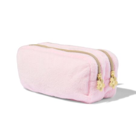 HEMA Etui 20x7x9cm fluffy met dubbele rits (roze) | HEMA