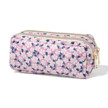Etui dubbele rits 22x6x10cm bloem (multi)