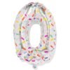 Folieballon cijfer 0 60cm confetti (multicolor)