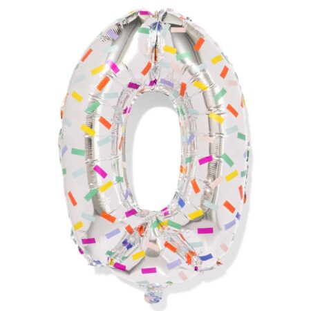HEMA Folieballon cijfer 0 60cm confetti (multicolor) | HEMA