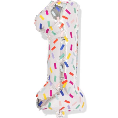 HEMA Folieballon cijfer 1 60cm confetti (mosterdgeel) | HEMA