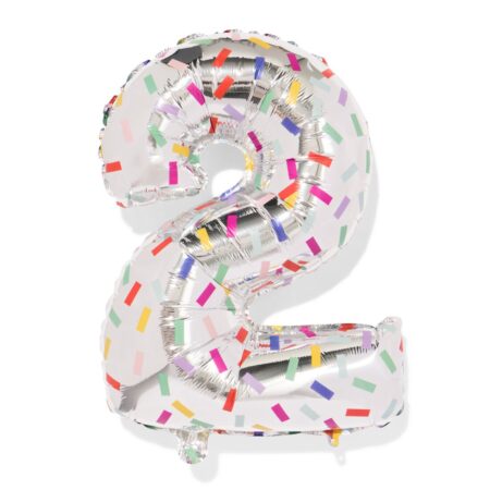 HEMA Folieballon cijfer 2 60cm confetti (naturel) | HEMA