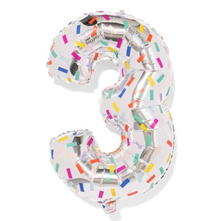 HEMA Folieballon cijfer 3 60cm confetti (nude) | HEMA