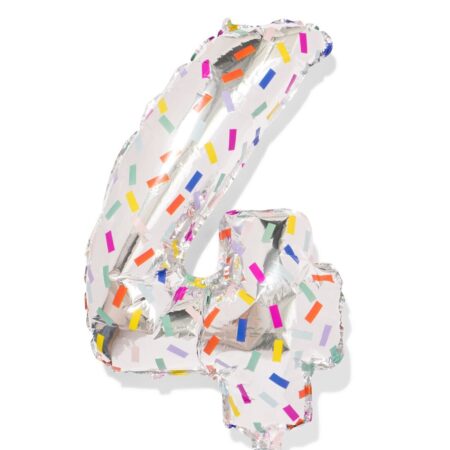 HEMA Folieballon cijfer 4 60cm confetti (eiken) | HEMA