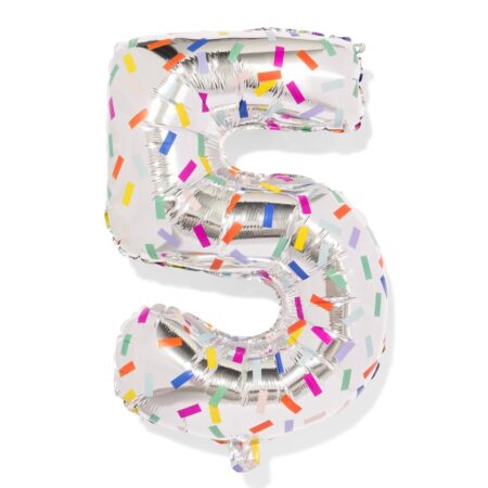 HEMA Folieballon cijfer 5 60cm confetti (zeeblauw) | HEMA