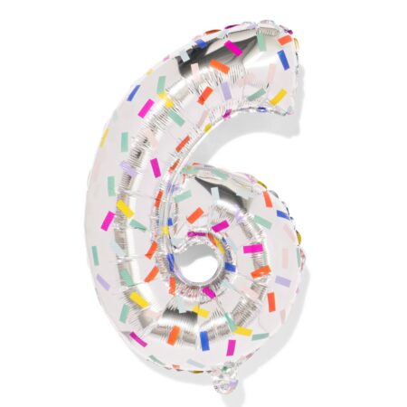 HEMA Folieballon cijfer 6 60cm confetti (gebroken wit) | HEMA