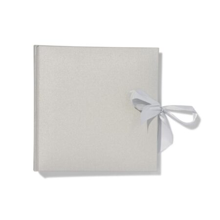 HEMA Fotoboek met strik 24x24.5 linnen zilver (zilver) | HEMA