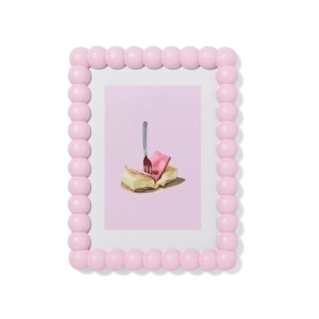 Fotolijst 15x20cm hout bolletjes (roze)
