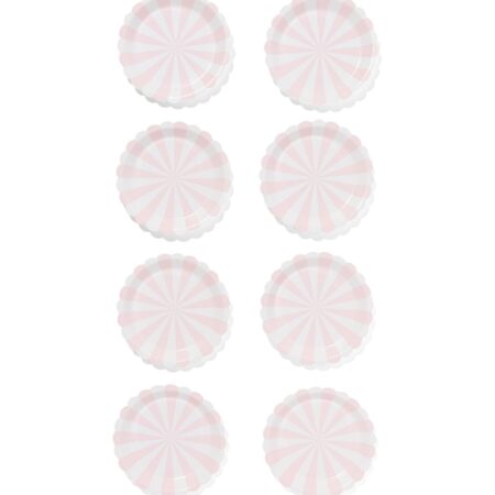 HEMA Gebaksbordje lichtroze streep 8 stuks (roze) | HEMA